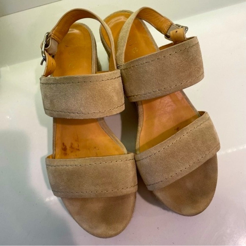JOIE Light Tan Suede Platform Slingback Sandals! Great condition! 6 1/2